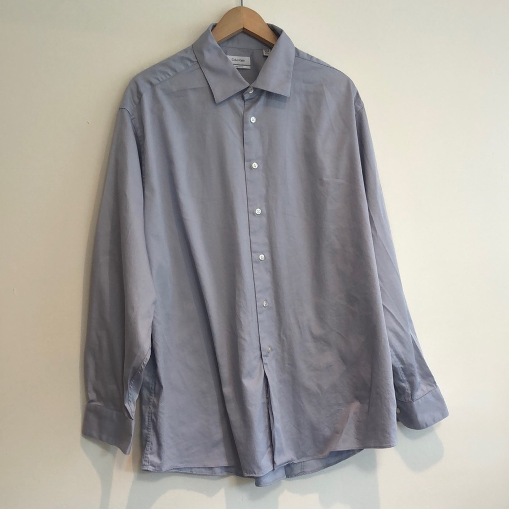 Calvin Klein button down long sleeve men’s XL blue 34-35 neck: 17.5-18